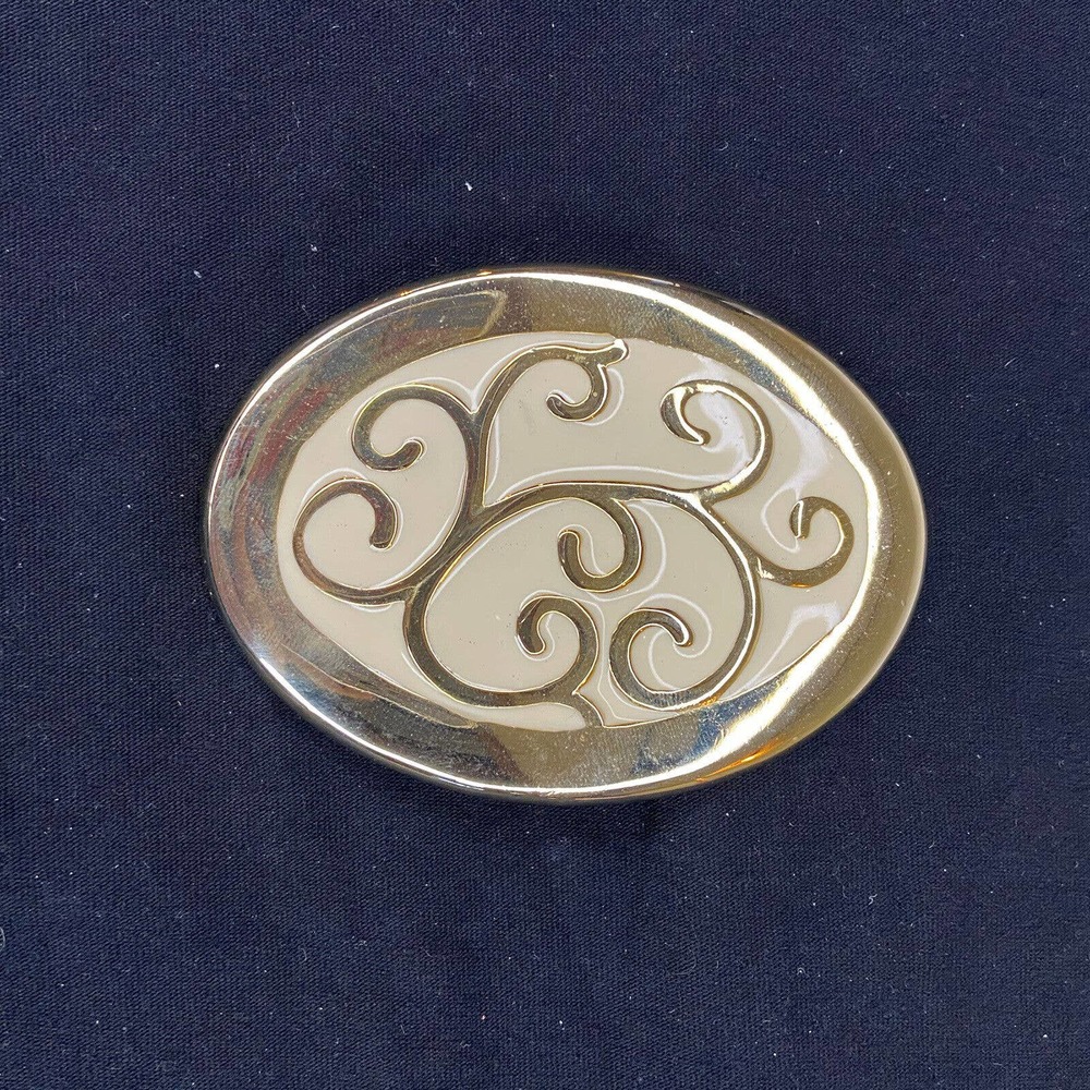 Vintage Gold tone Motion East Flower Swirl belt scarf clip slide buckle Unique